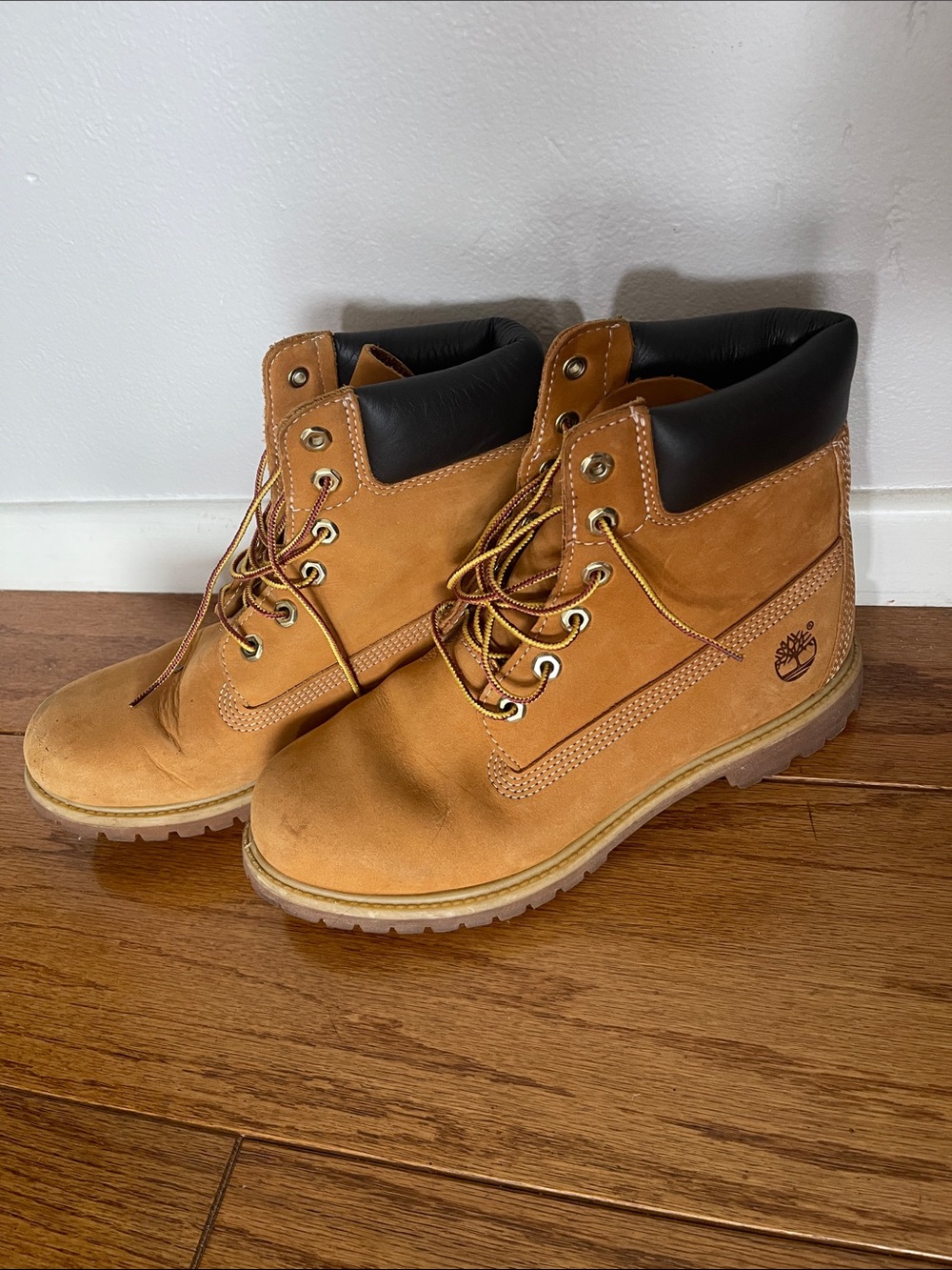 Timberland Women's Tan Nubuck Work Boots with Black Collar